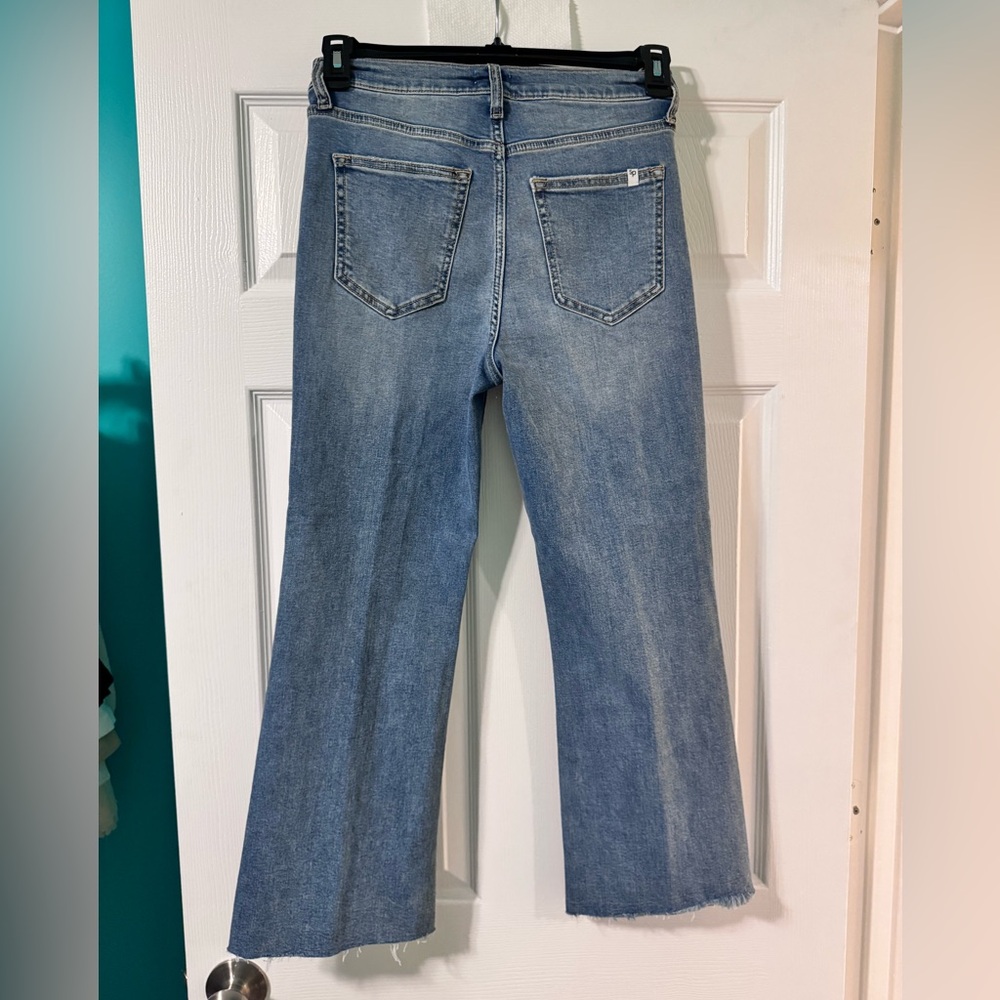 Sneak Peek Light Blue Cropped Flare Jeans - Picture 3 of 8